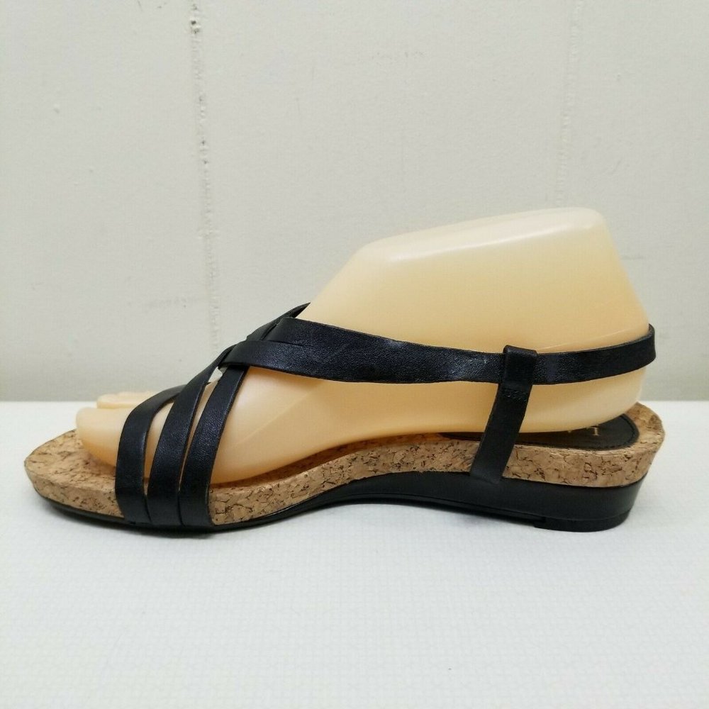 Ralph Lauren 7.5M Leather Sandals Shoes Black - Picture 3 of 6